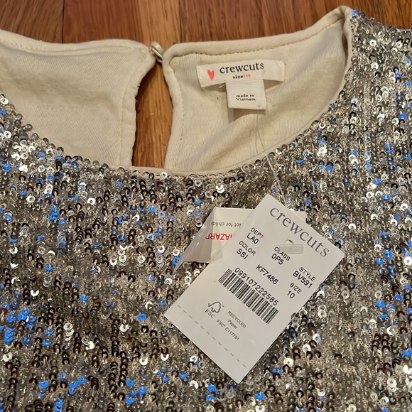 Girls fully lined silver sequin shirt with tags size 10 - Picture 3 of 4